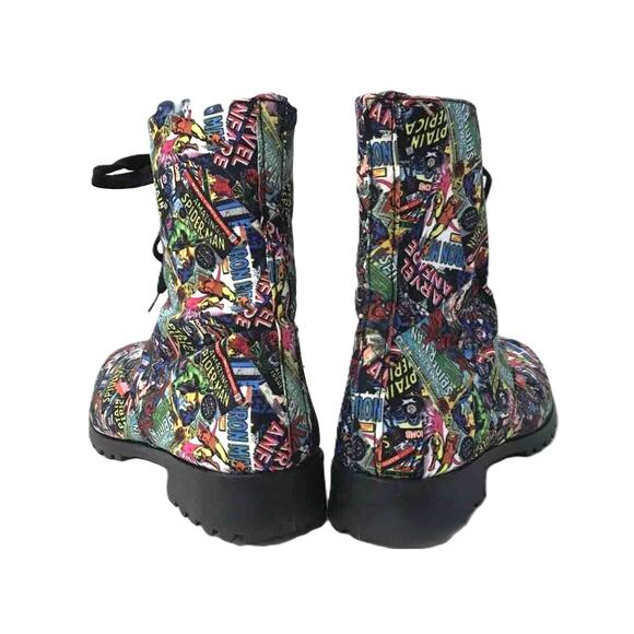 Marvel All Super Heroes Comic Print Combat Boots 10 - Picture 7 of 8